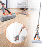 Moonval Self-Wringing Sponge Mop with Handle, 2-in-1 Squeeze Floor Mop for Wet & Dry Cleaning