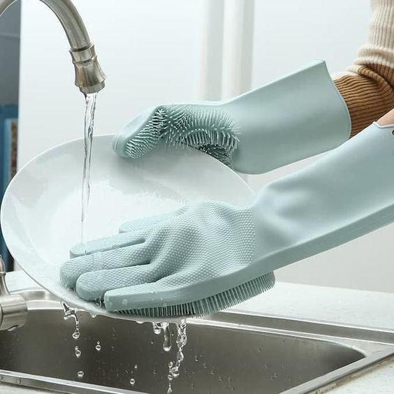 Moonval Multifunction Cleaning Gloves, Reusable Household Scrubbing Gloves for Kitchen & Bathroom