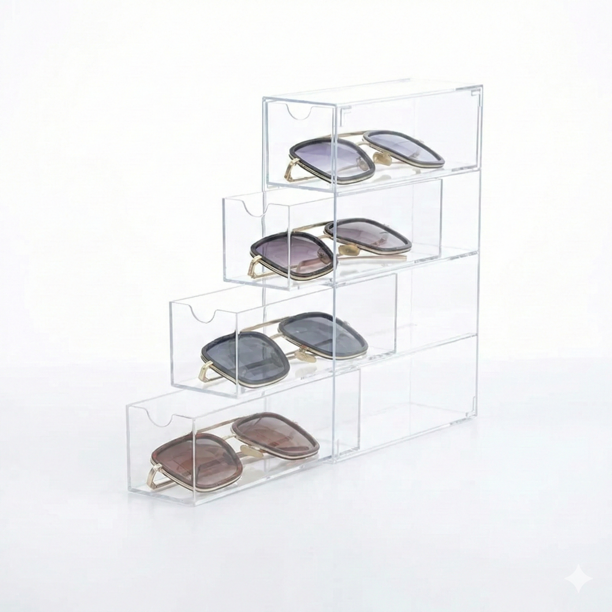 Moonval Acrylic Eyeglass Case, Clear Protective Storage Box for Glasses & Sunglasses
