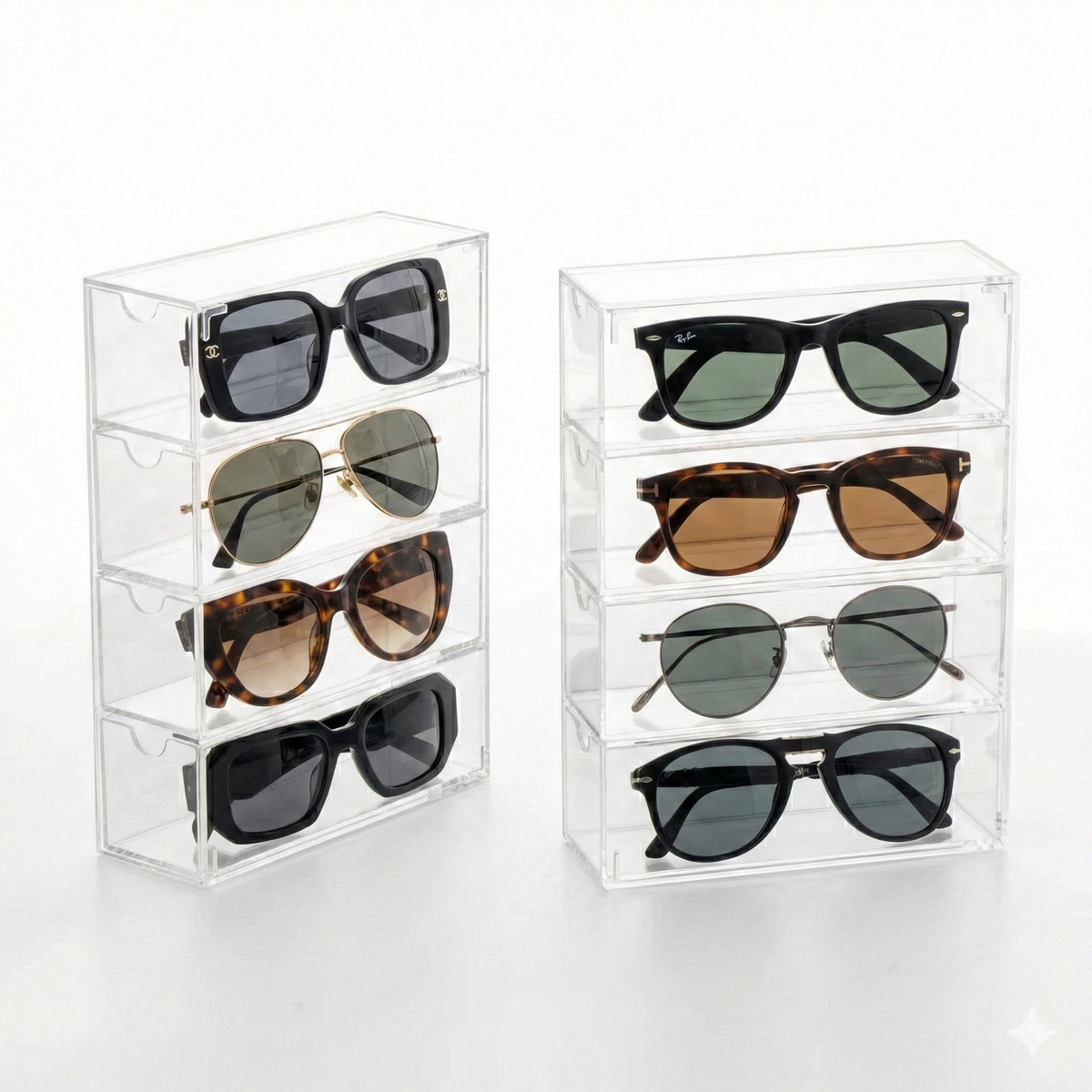 Moonval Acrylic Eyeglass Case, Clear Protective Storage Box for Glasses & Sunglasses