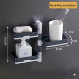 Moonval 3-Layer Rotatable Soap Holder, Wall-Mounted Bathroom Organizer with Drain Tray