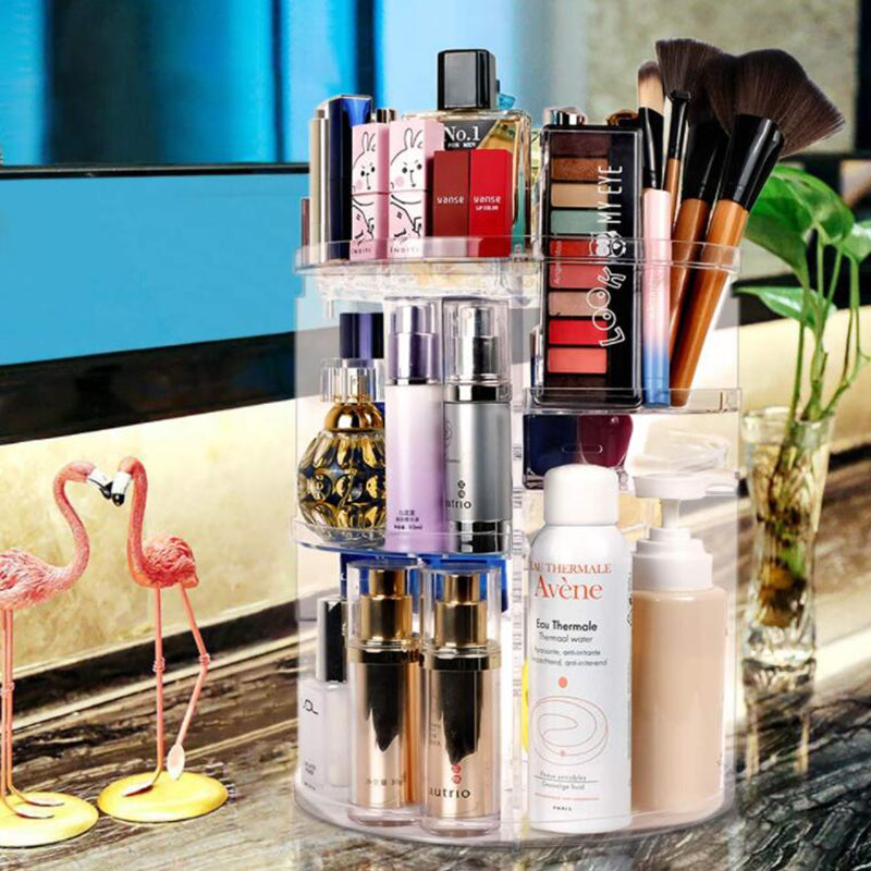 Moonval Rotating Makeup Organizer, 360° Cosmetic Storage Carousel for Vanity & Bathroom