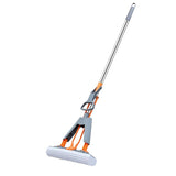 Moonval Self-Wringing Sponge Mop with Handle, 2-in-1 Squeeze Floor Mop for Wet & Dry Cleaning