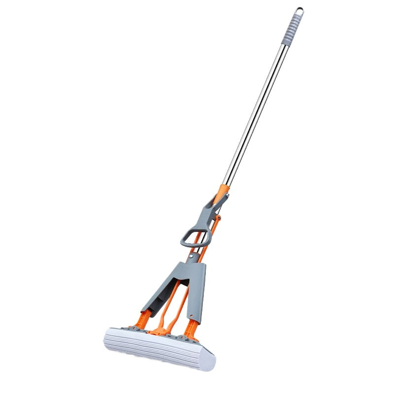 Moonval Self-Wringing Sponge Mop with Handle, 2-in-1 Squeeze Floor Mop for Wet & Dry Cleaning