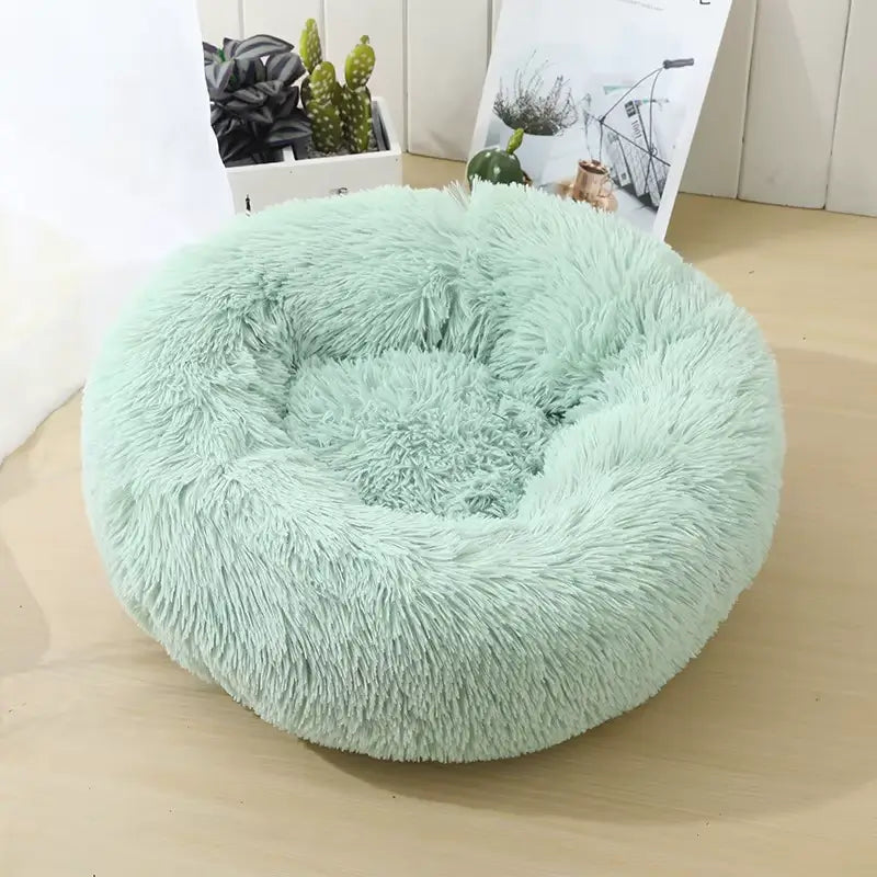 Moonval Calming Pet Bed, 60cm Plush Donut Dog & Cat Bed for Cozy Comfort