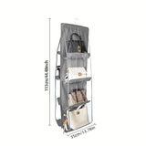 Moonval Hanging Handbag Organizer, Double-Sided Closet Storage with Clear Pockets for Purses & Accessories