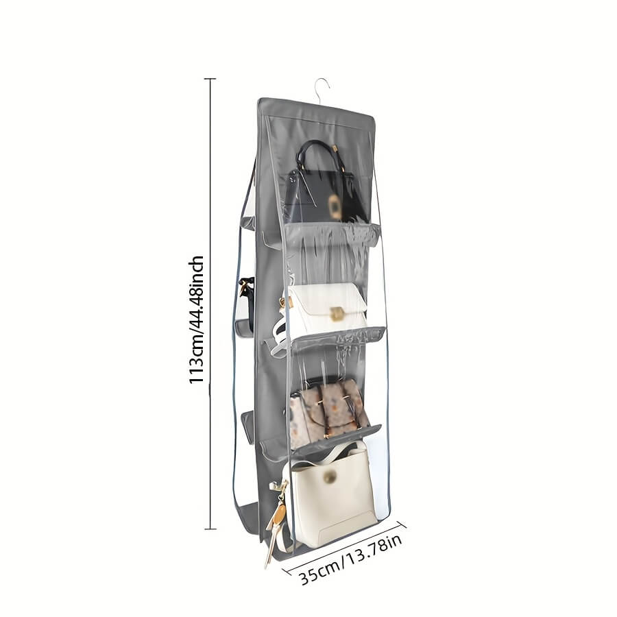 Moonval Hanging Handbag Organizer, Double-Sided Closet Storage with Clear Pockets for Purses & Accessories
