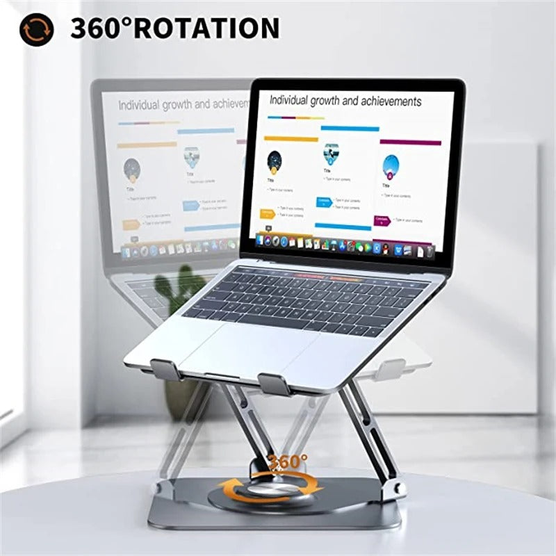 Moonval 360° Rotating Laptop Stand, Adjustable Aluminum Ergonomic Desk Stand for Laptops