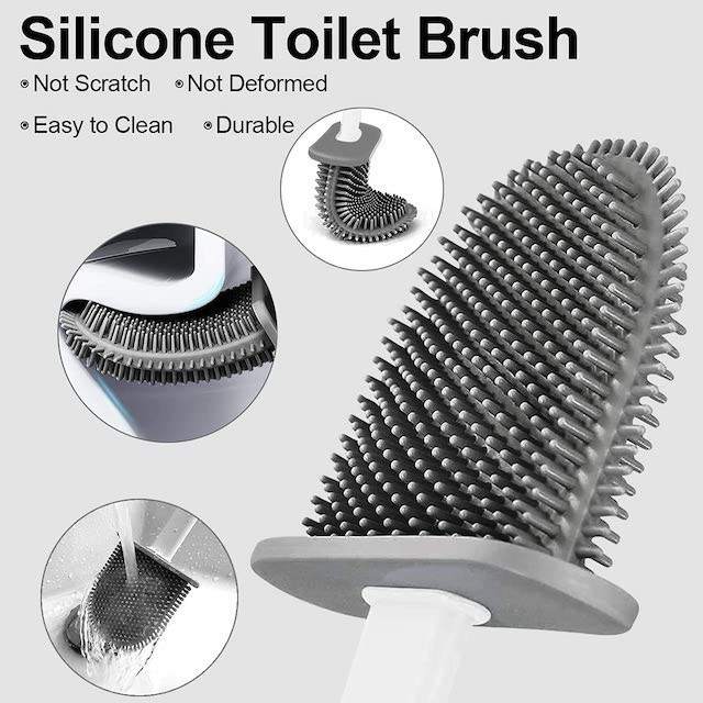 Moonval Silicone Toilet Brush Set, 2-in-1 Wall-Mounted Toilet Brush with Quick-Dry Holder