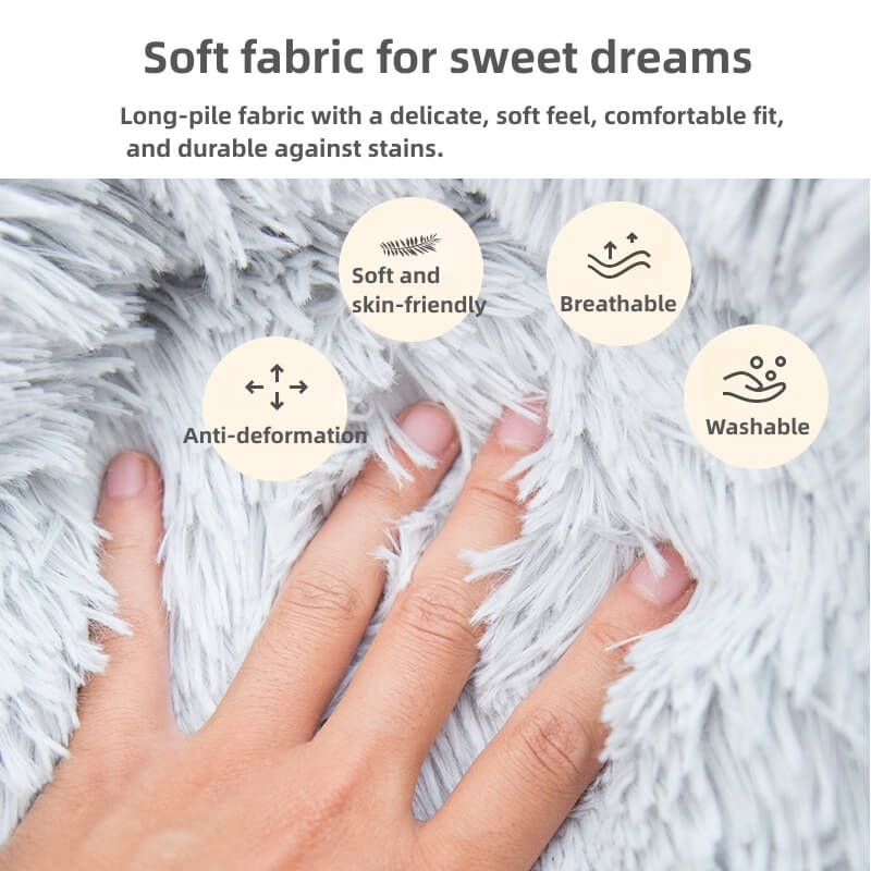 Moonval Calming Pet Bed, 60cm Plush Donut Dog & Cat Bed for Cozy Comfort