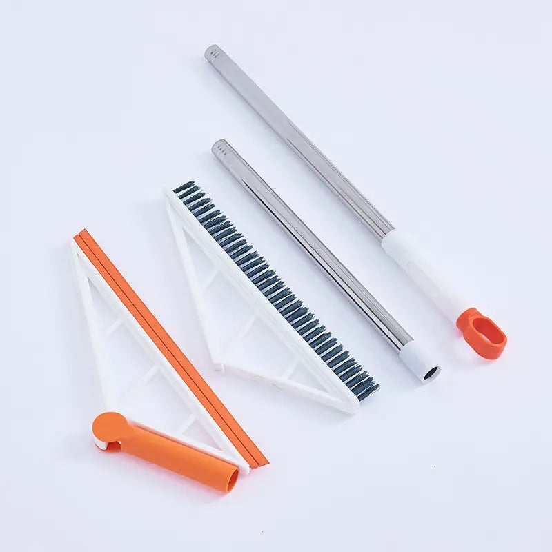 Moonval 2-in-1 Silicone Broom Sweeper with Rubber Squeegee, Multi-Surface Floor Cleaner