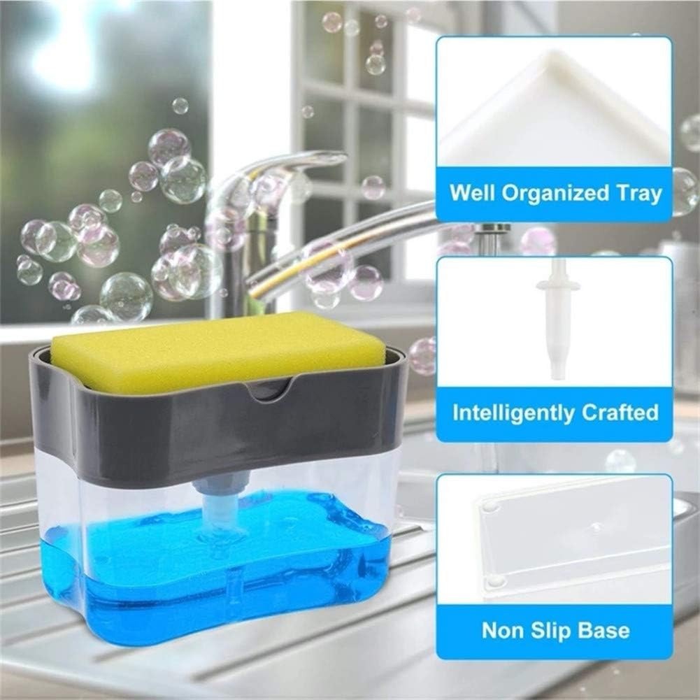 Moonval Soap Dispenser with Sponge Holder, 2-in-1 Kitchen Sink Soap Pump Organizer