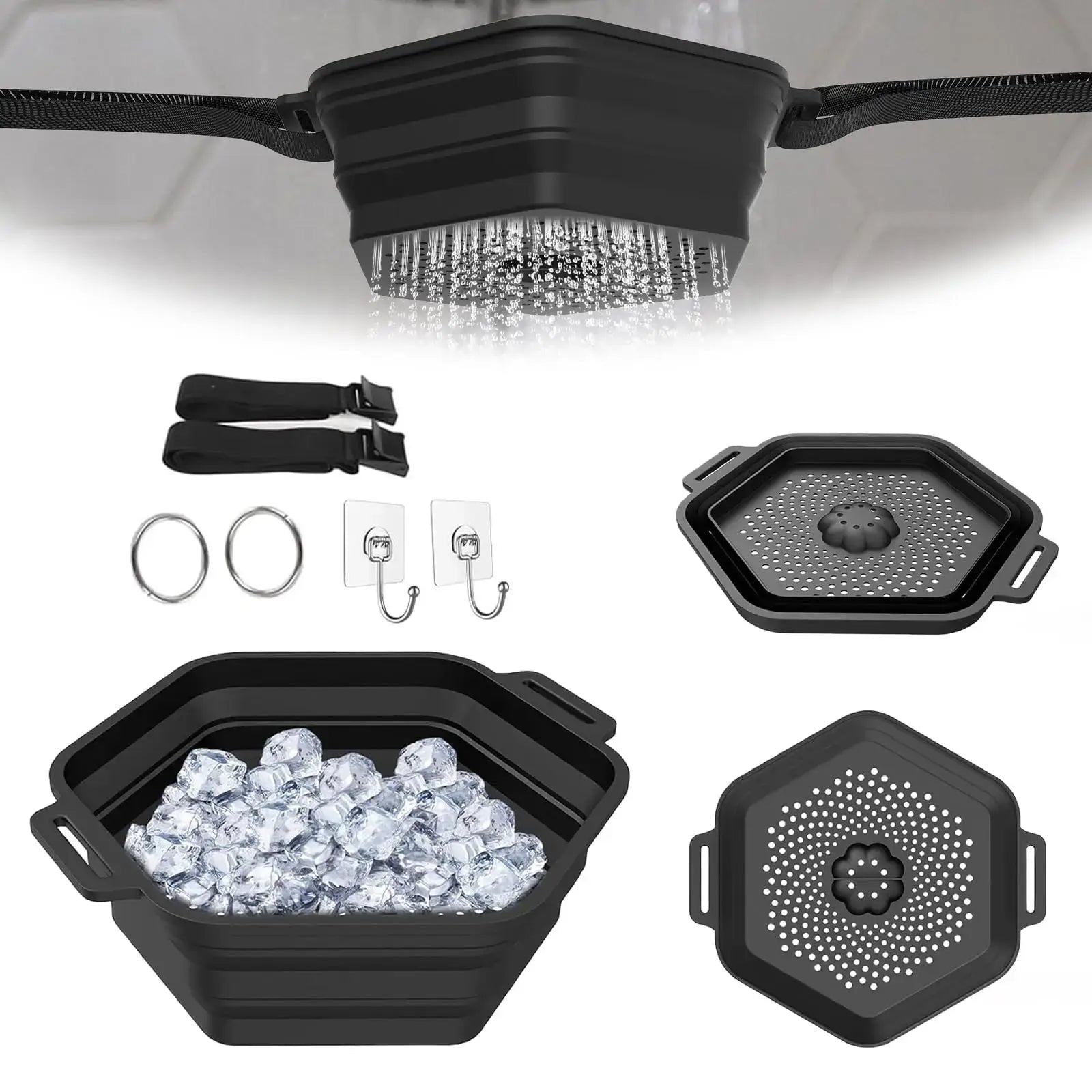 Moonval Foldable Ice Bath Tub, Portable Silicone Cold Plunge & Outdoor Shower for Recovery