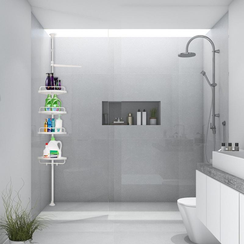 Moonval Telescopic Corner Shower Caddy, 4-Tier Adjustable Bathroom Storage Rack