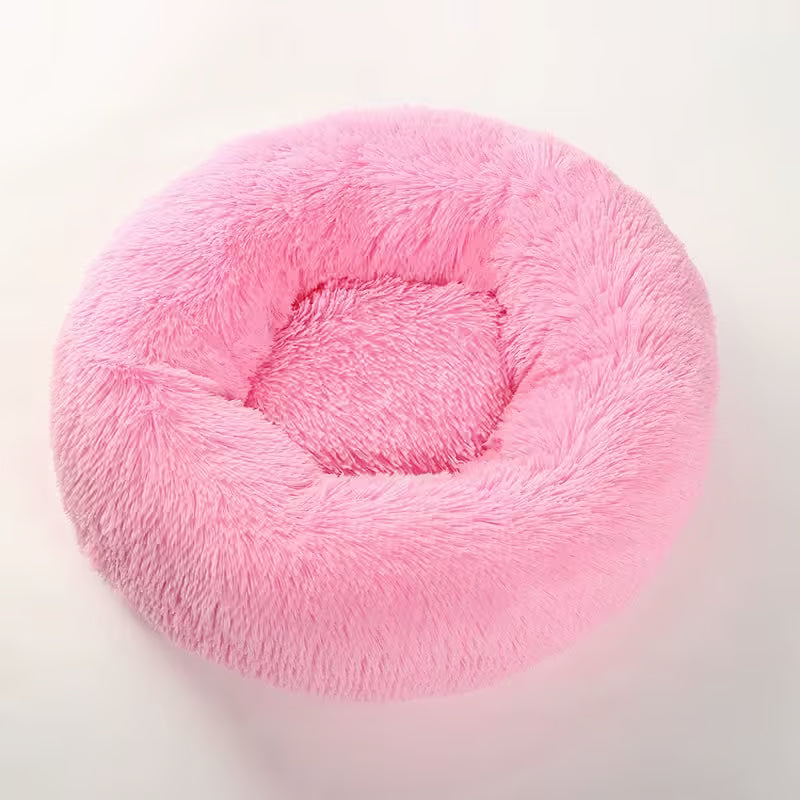 Moonval Calming Pet Bed, 60cm Plush Donut Dog & Cat Bed for Cozy Comfort