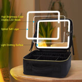 Moonval LED Makeup Organizer Case, Travel Cosmetic Bag with Lighted Mirror & Dividers