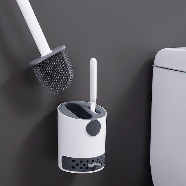 Moonval Silicone Toilet Brush Set, 2-in-1 Wall-Mounted Toilet Brush with Quick-Dry Holder