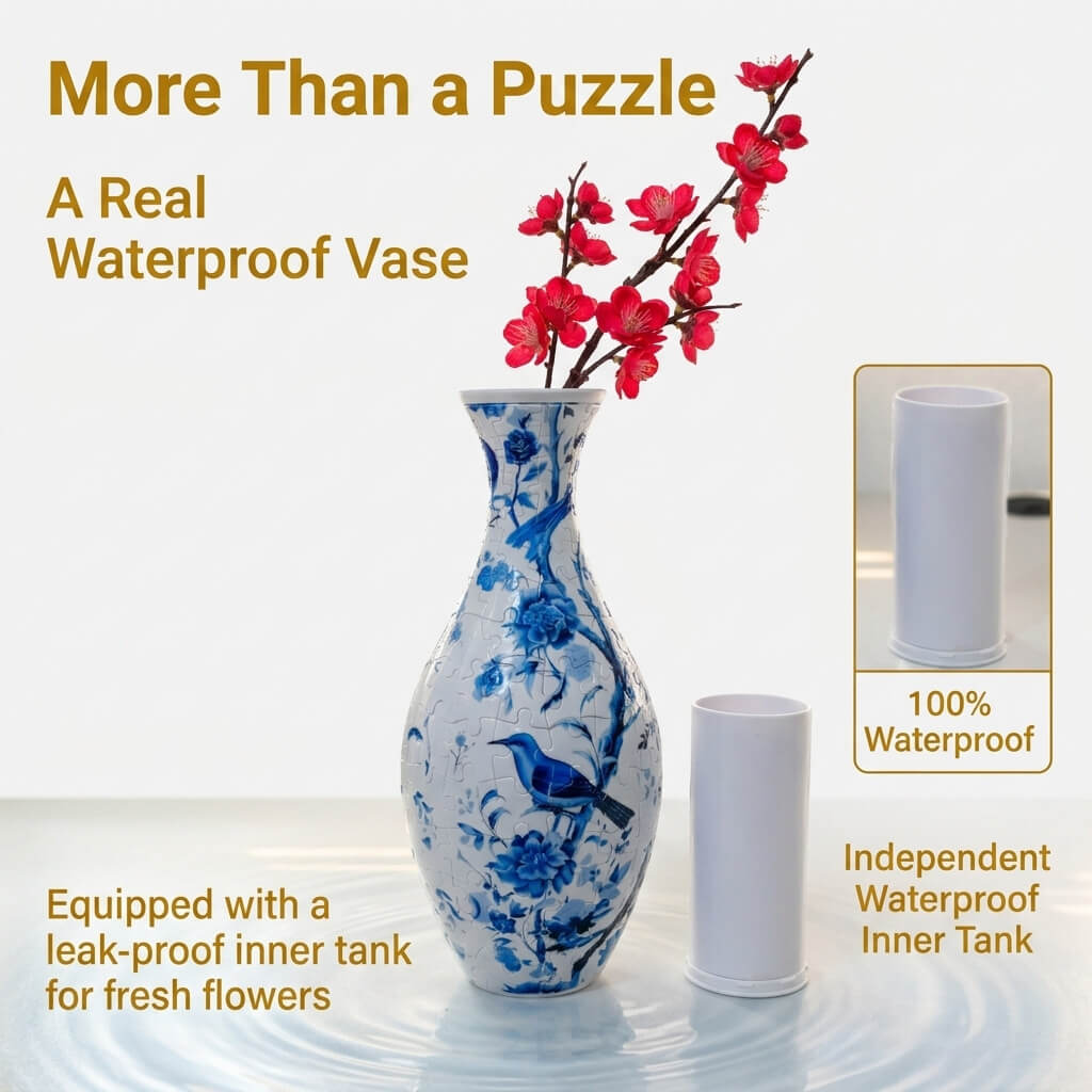 Moonval 3D Puzzle Vase, DIY Flower Vase Building Kit for Home Décor & Creative Display