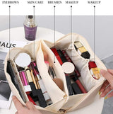 Moonval Makeup Travel Bag, Portable Cosmetic Organizer with Spacious Compartments & Carry Handle