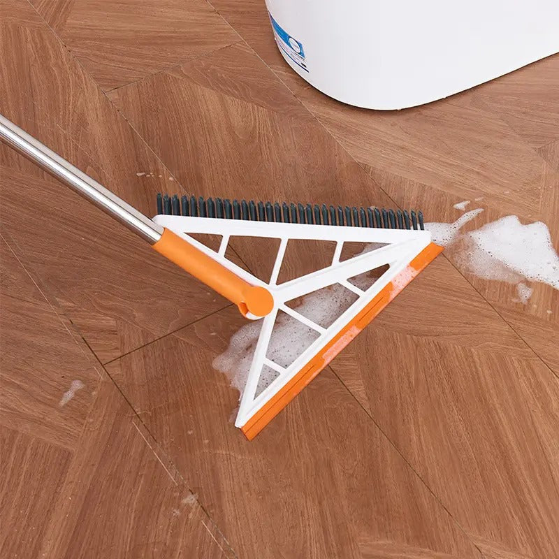 Moonval 2-in-1 Silicone Broom Sweeper with Rubber Squeegee, Multi-Surface Floor Cleaner