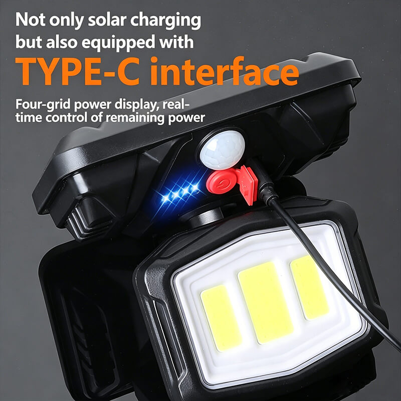Moonval Solar Motion Sensor Wall Light, 3-Head LED Security Light with USB-C Charging