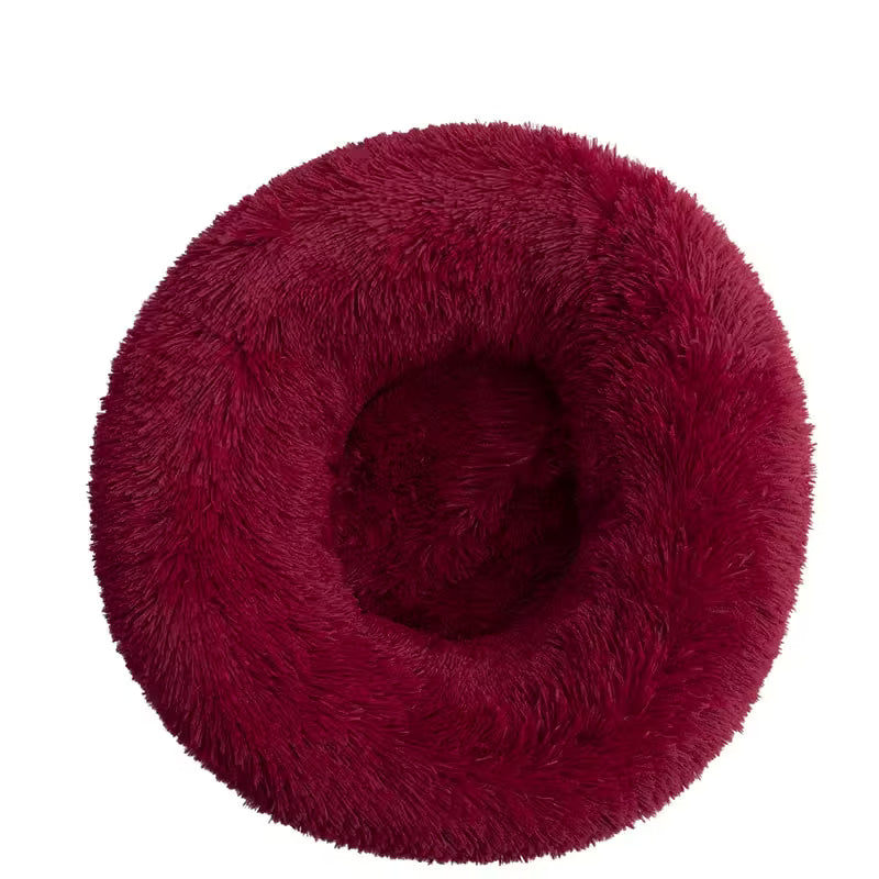 Moonval Calming Pet Bed, 60cm Plush Donut Dog & Cat Bed for Cozy Comfort
