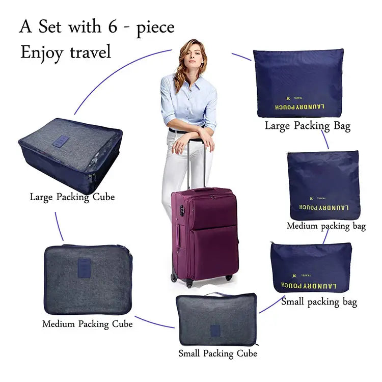 Moonval Travel Packing Cubes, 6-Piece Luggage Organizer Set for Clothes, Shoes & Travel Essentials