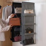 Moonval Hanging Handbag Organizer, Double-Sided Closet Storage with Clear Pockets for Purses & Accessories