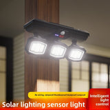 Moonval Solar Motion Sensor Wall Light, 3-Head LED Security Light with USB-C Charging
