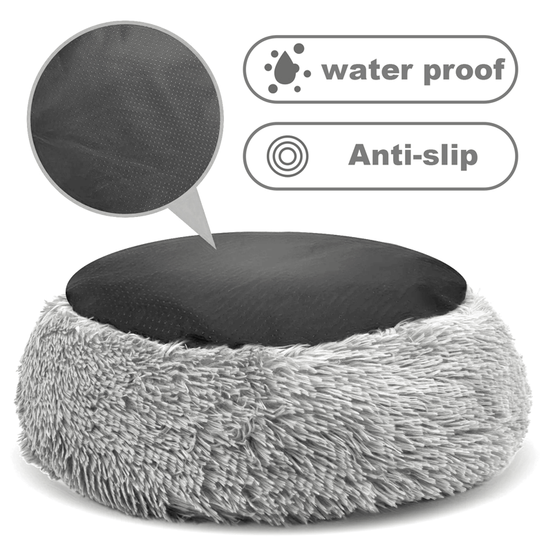 Moonval Calming Pet Bed, 60cm Plush Donut Dog & Cat Bed for Cozy Comfort