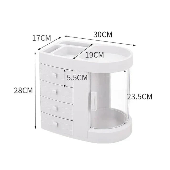 Moonval 4-Tier Acrylic Vanity Organizer, Multifunction Makeup & Skincare Storage Rack for Countertops