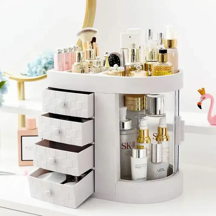 Moonval 4-Tier Acrylic Vanity Organizer, Multifunction Makeup & Skincare Storage Rack for Countertops