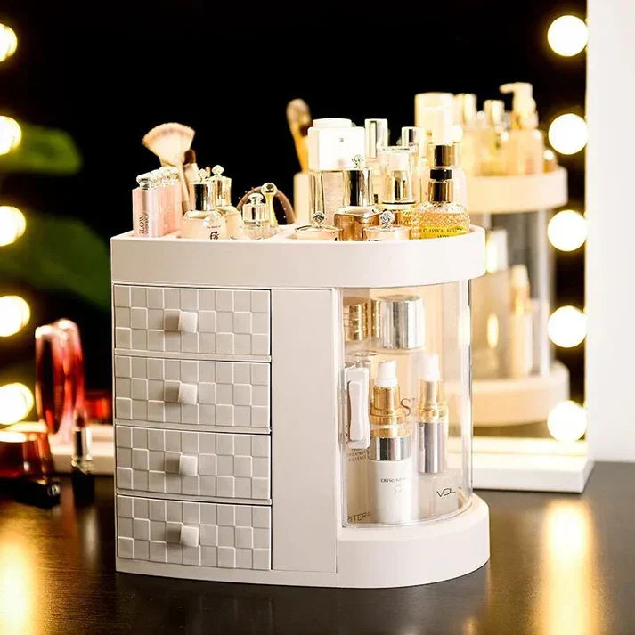 Moonval 4-Tier Acrylic Vanity Organizer, Multifunction Makeup & Skincare Storage Rack for Countertops
