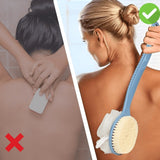 Moonval 2-in-1 Loofah Brush, Long Handle Bath Brush & Exfoliating Shower Scrubber