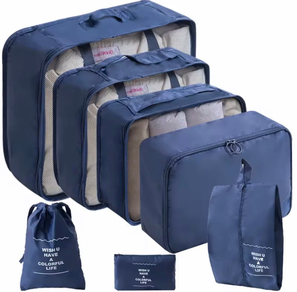 Moonval 7-Piece Travel Packing Cubes Set, Luggage Organizer Bags with Mesh & Shoe Bag