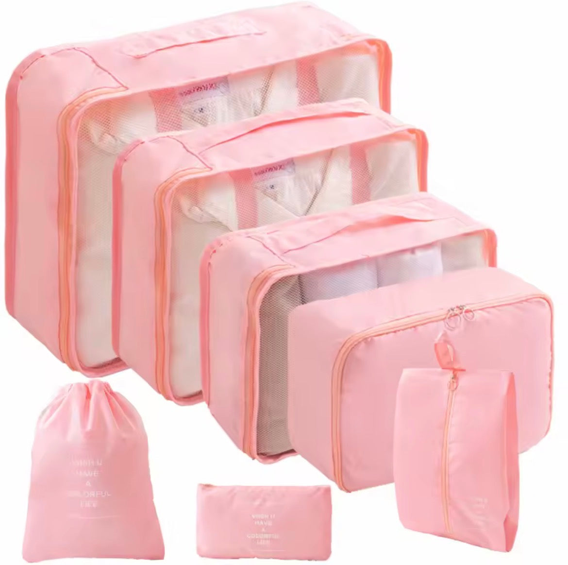 Moonval 7-Piece Travel Packing Cubes Set, Luggage Organizer Bags with Mesh & Shoe Bag