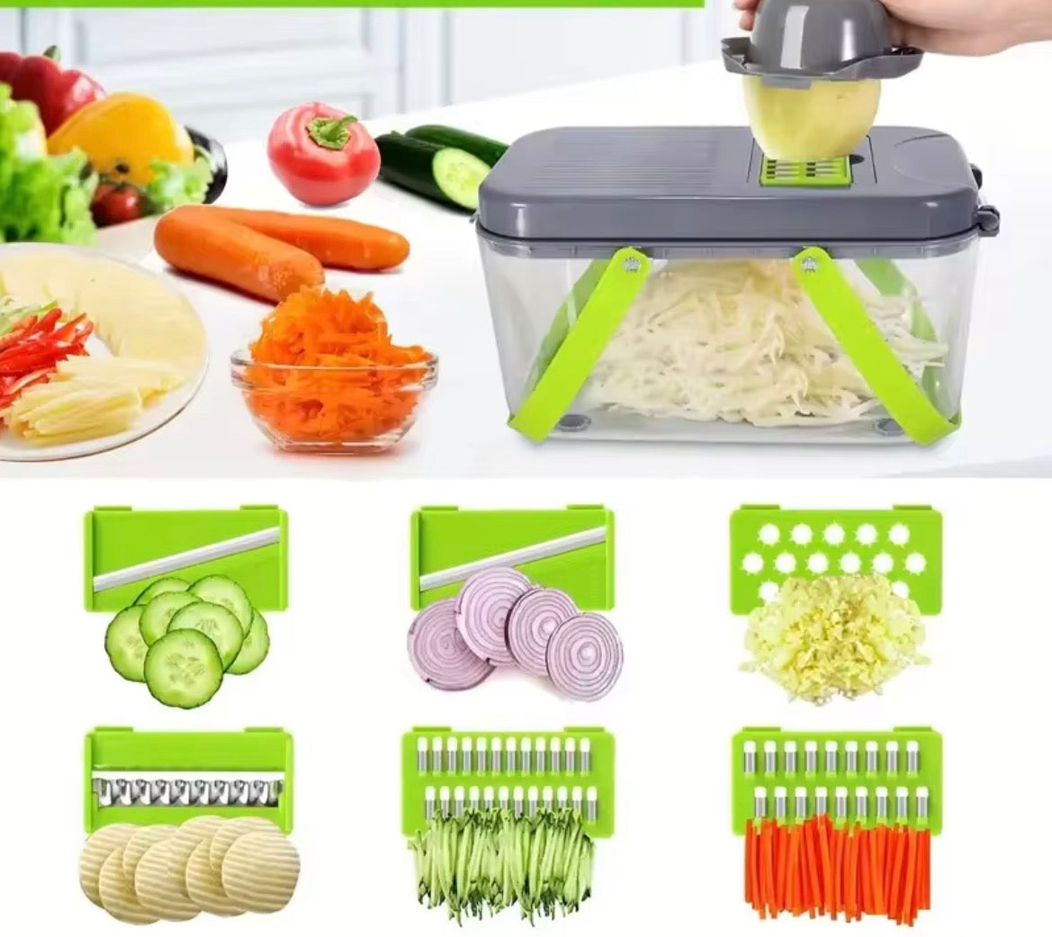 Moonval 16-Piece Vegetable Cutter Set, Multifunction Food Chopper with Storage Container