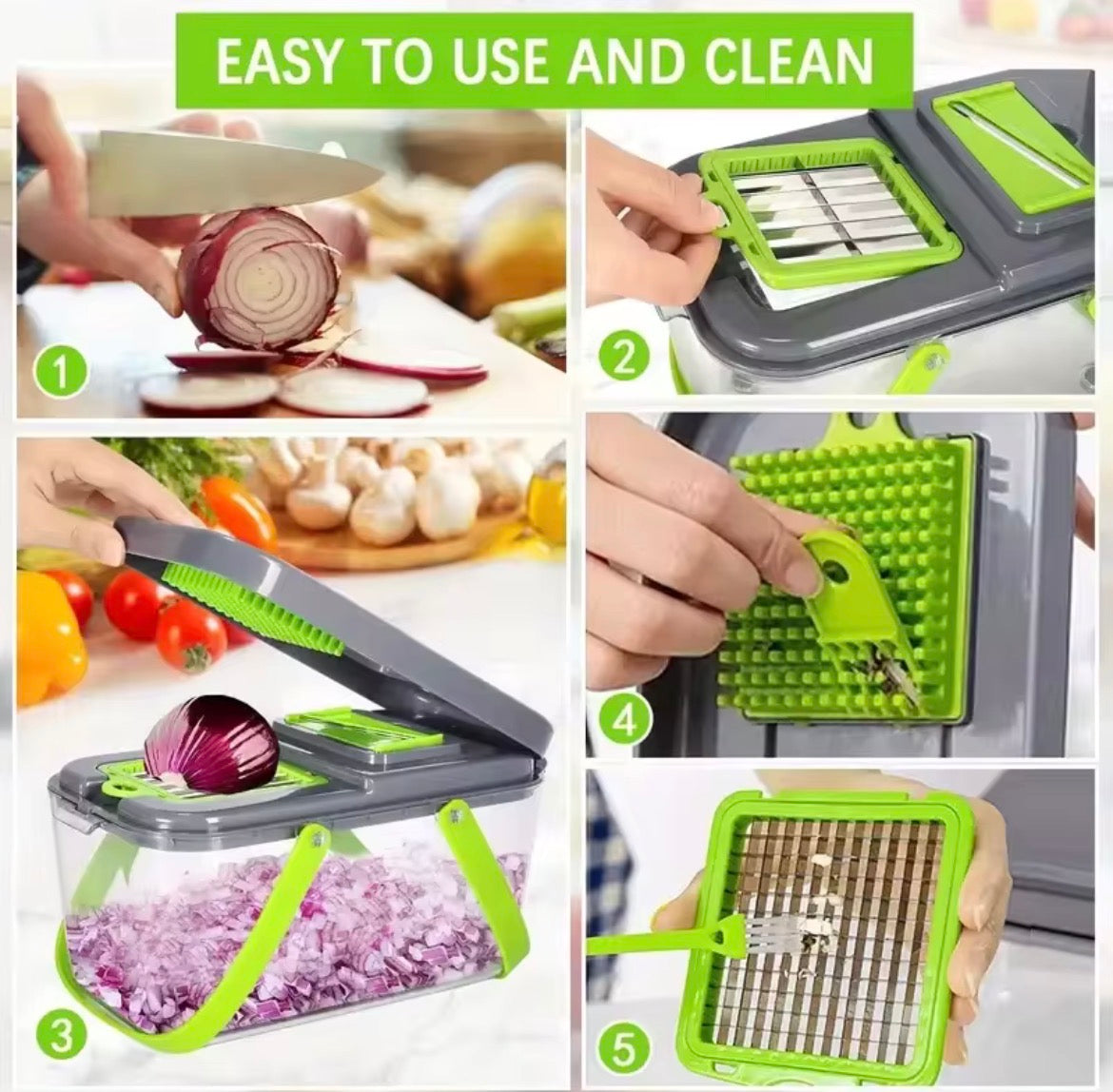 Moonval 16-Piece Vegetable Cutter Set, Multifunction Food Chopper with Storage Container