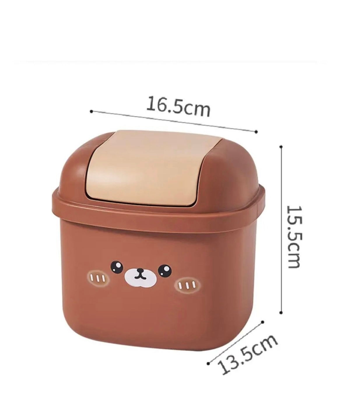 Moonval Mini Bear Desktop Trash Bin, Cute Flip-Top Waste Basket for Office & Vanity