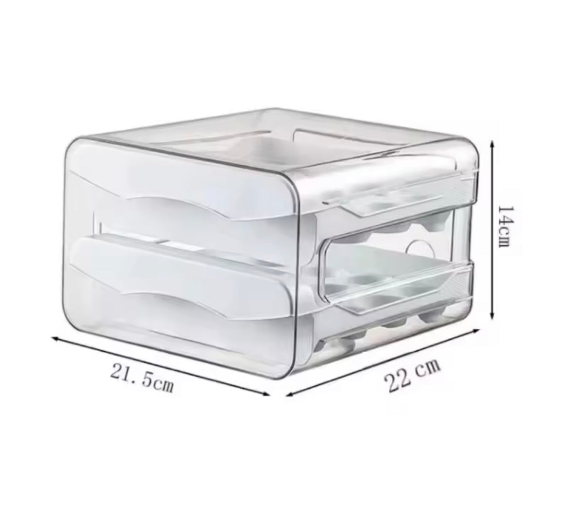 Moonval Double Layer Egg Organizer, Stackable Refrigerator Egg Storage Drawer, Space-Saving