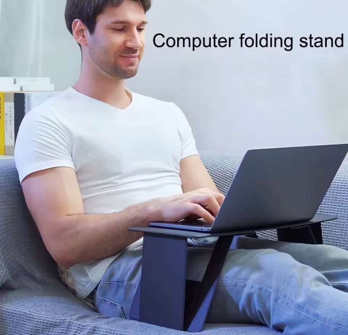 Moonval Foldable Laptop Desk, Portable Bed Tray Table with Magnetic Folding Legs