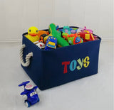 Moonval Foldable Toy Storage Basket, Fabric Organizer Bin with Rope Handles for Kids' Room