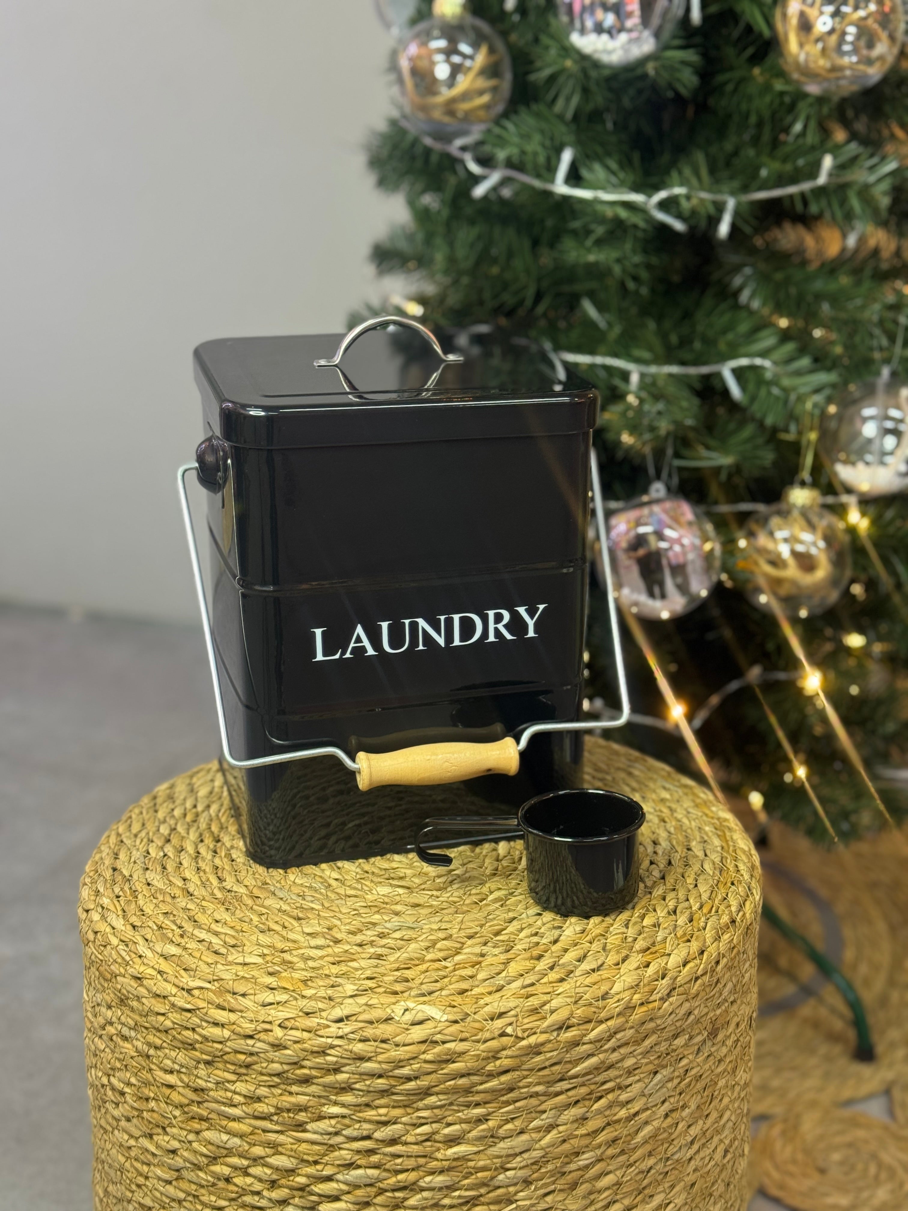 Moonval Steel Laundry Detergent Dispenser, Powder Storage Bin with Scoop & Handle