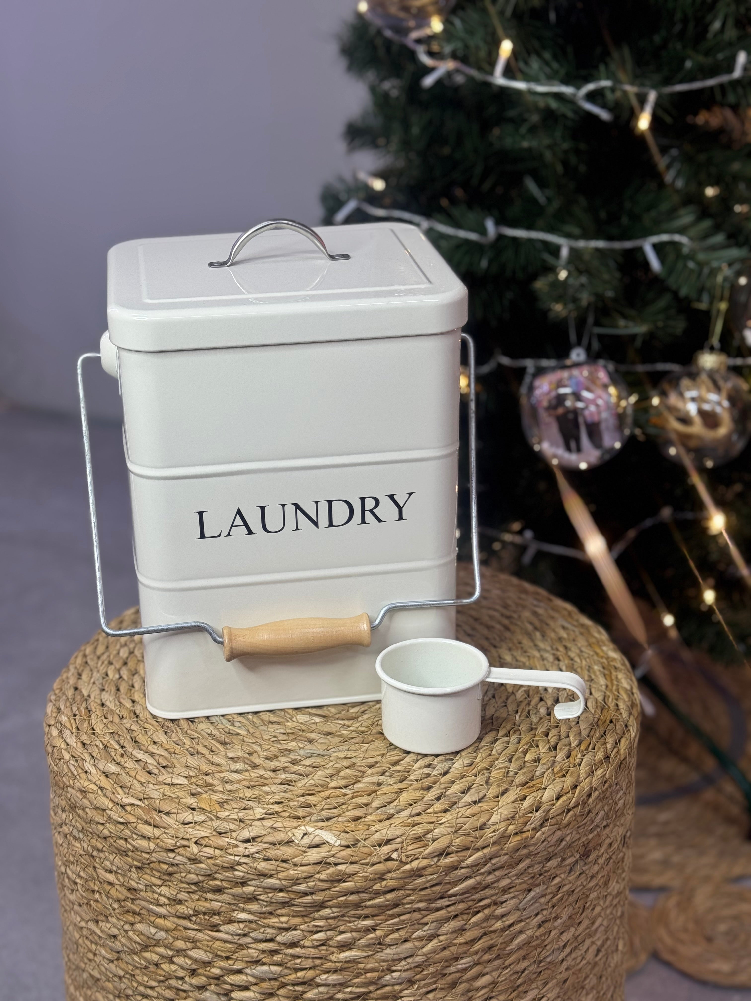 Moonval Steel Laundry Detergent Dispenser, Powder Storage Bin with Scoop & Handle
