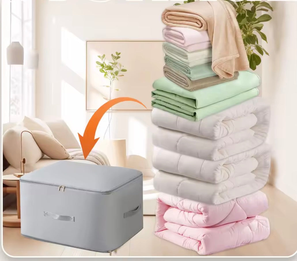 Moonval XL Bedding Storage Bag, Foldable Quilt & Blanket Organizer with Zipper & Handles