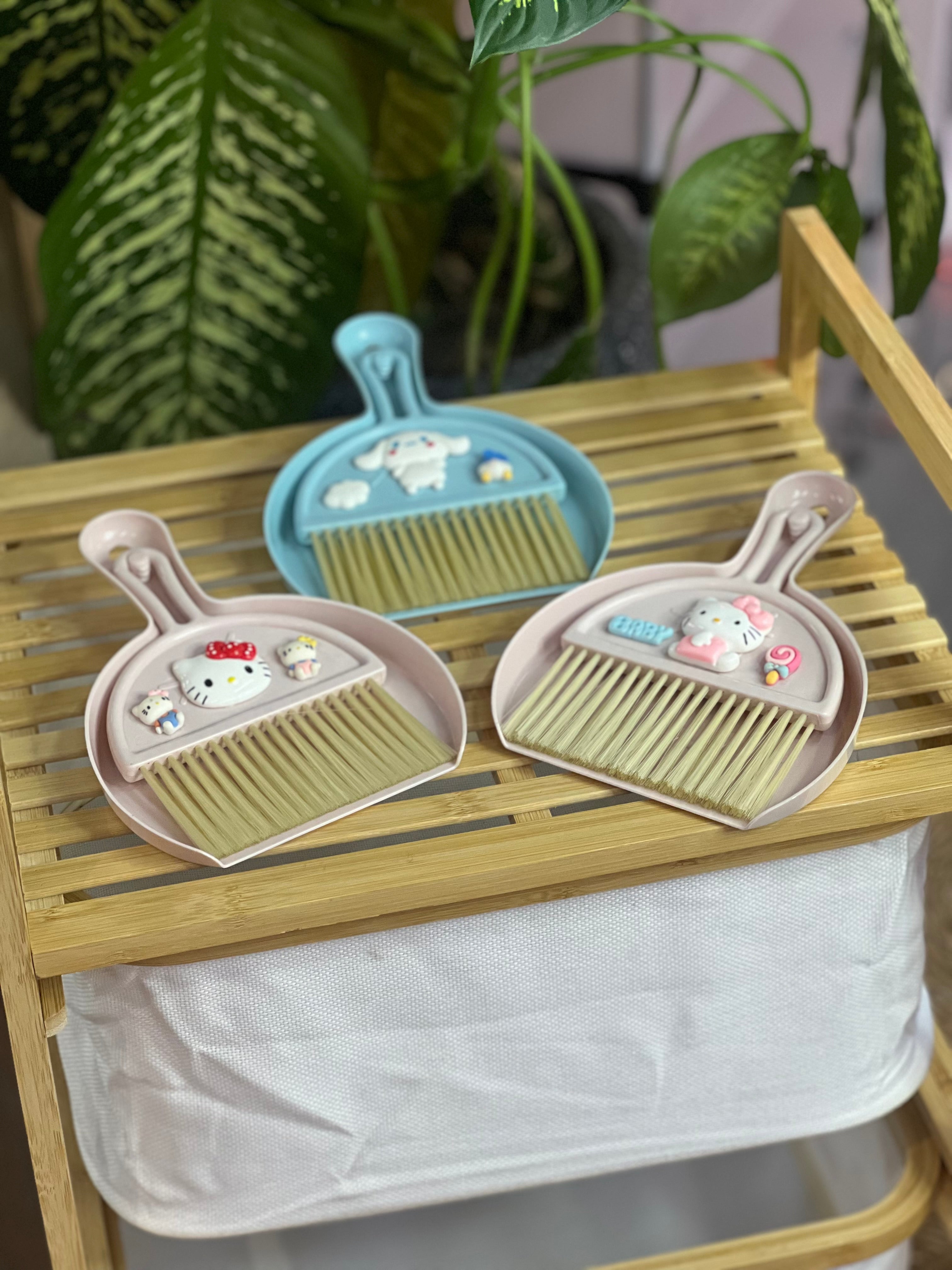 Moonval Mini Desktop Dustpan & Brush Set, Cute Sanrio-Inspired Desk Cleaning Brush