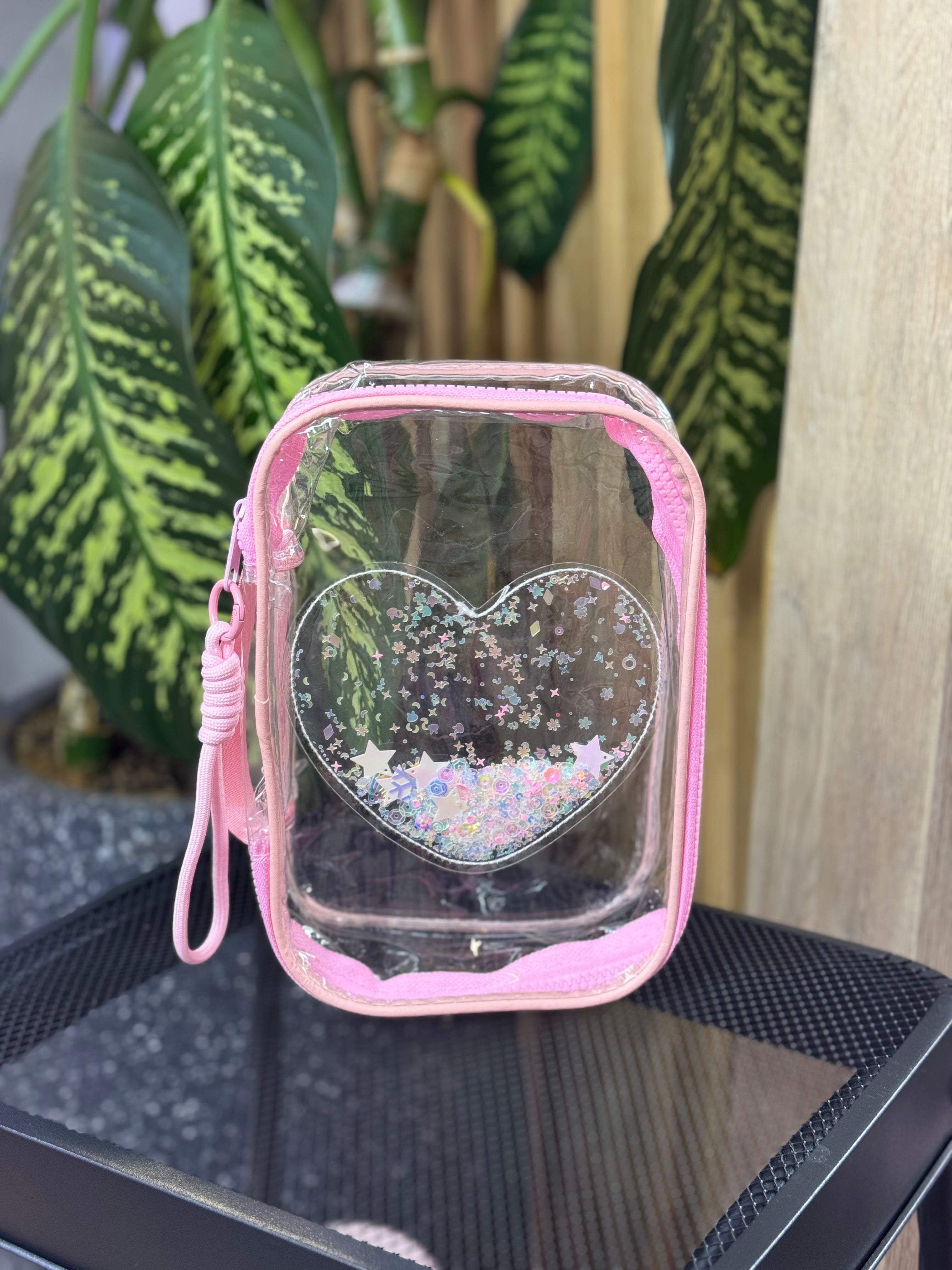 Moonval Clear Travel Toiletry Bag, Transparent Cosmetic Organizer with Wrist Strap