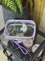 Moonval Clear Travel Toiletry Bag, Transparent Cosmetic Organizer with Wrist Strap