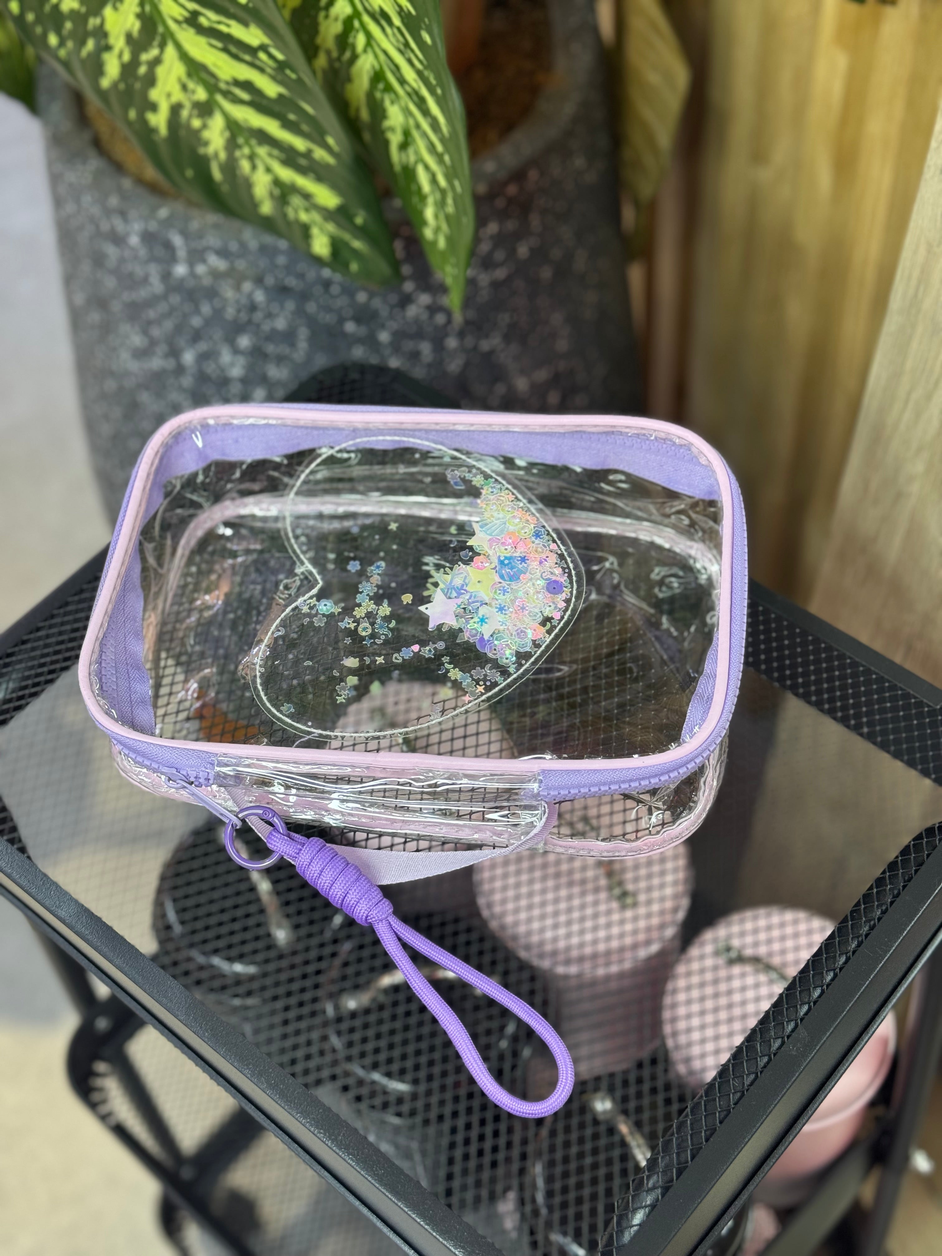 Moonval Clear Travel Toiletry Bag, Transparent Cosmetic Organizer with Wrist Strap