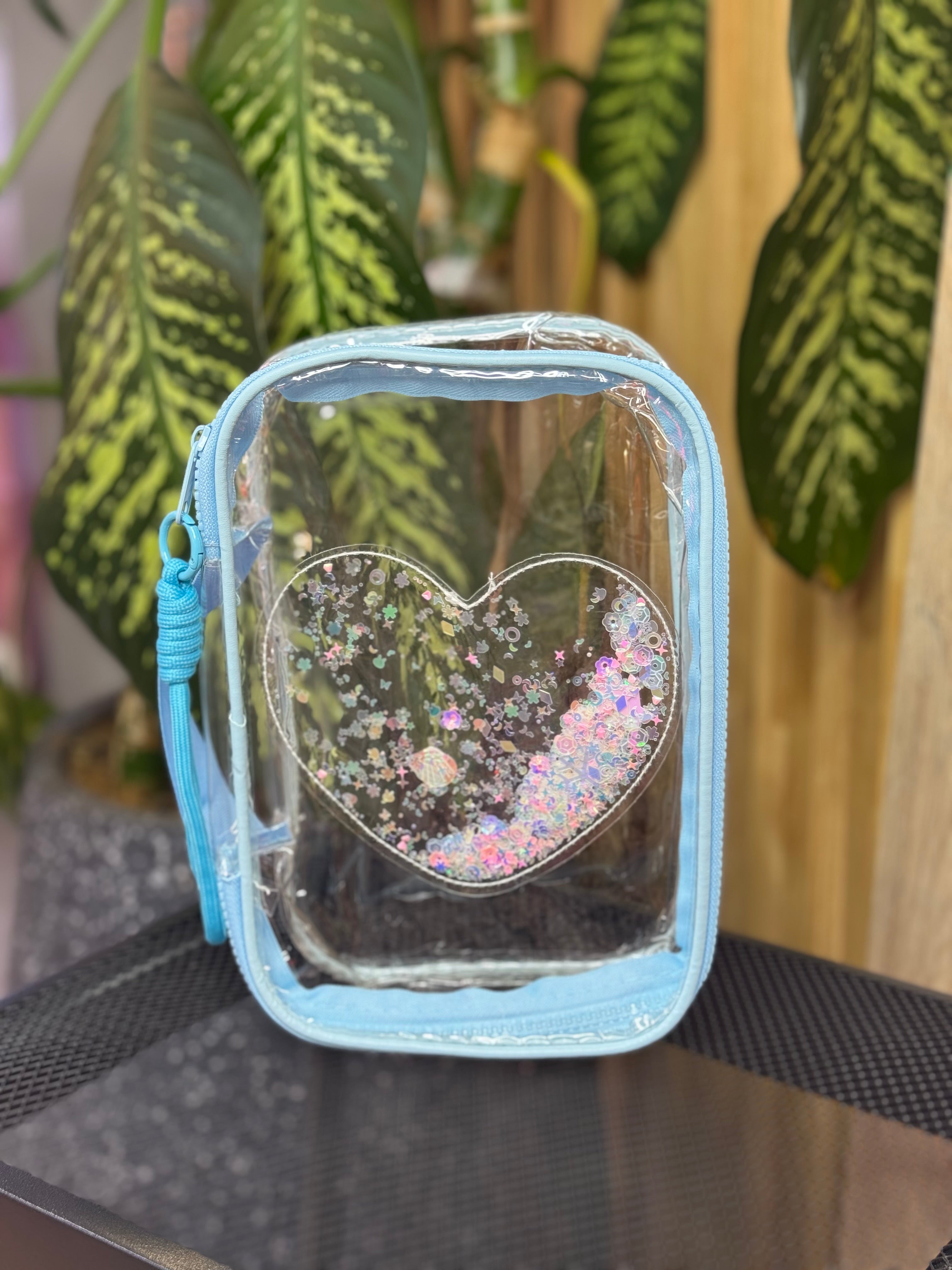 Moonval Clear Travel Toiletry Bag, Transparent Cosmetic Organizer with Wrist Strap